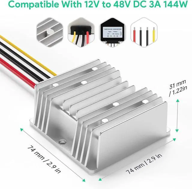 Alt view image 4 of 7 - 150W GigE PoE Injector, Dish Cable Adapter to RJ45, DC Step UP Converter 12V to 48V for Dish V2 Internet Kit Satellite Network to Router Desktop