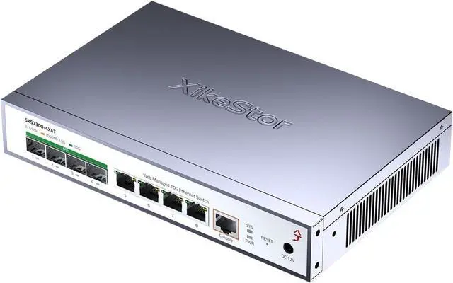 Main image of L2 Managed 8 Port 10G Ethernet Switch, 10Gb Network Switch with 4X RJ45 & 4X SFP+ Ports, Support VLAN/LACP/IGMP/QoS/STP, Built-in Smart Fan, Desktop/Wall-Mount