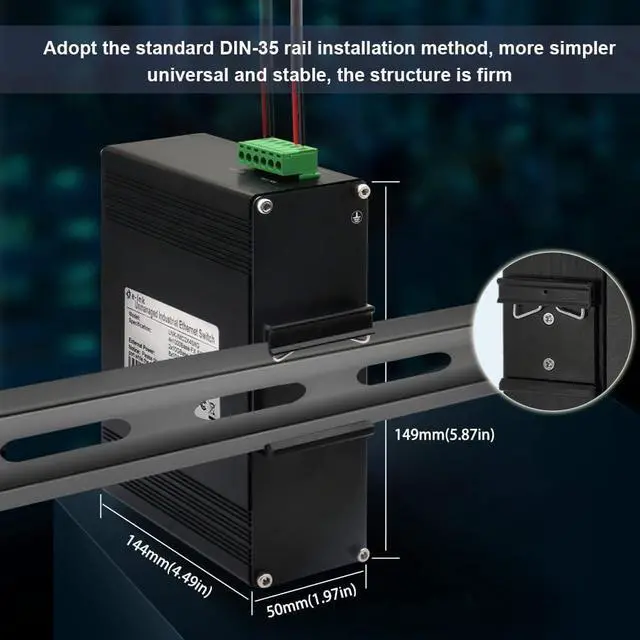 Alt view image 6 of 7 - Centopto Industrial 14-Port Ethernet Switch - 8x RJ45 10/100/1000Mbps, 4x SFP, 2x 10G SFP+, DIN Rail Mount, Unmanaged, 10Gbps Fiber