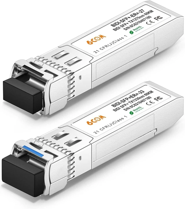 Main image of a Pair of 10G BiDi SFP+ Transceiver, 10GBase-BIDI 1270nm/1330nm SMF, up to 60km, Compatible with Cisco, Ubiquiti, Mikrotik, D-Link, Supermicro, Netgear and Other Open Switches