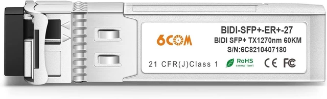 Alt view image 2 of 6 - a Pair of 10G BiDi SFP+ Transceiver, 10GBase-BIDI 1270nm/1330nm SMF, up to 60km, Compatible with Cisco, Ubiquiti, Mikrotik, D-Link, Supermicro, Netgear and Other Open Switches
