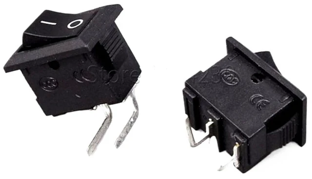 Alt view image 3 of 4 - 100Pcs 10 * 15mm Right Bent 2Pin Curved Needle Black Rocker Switch 3A 250V 6A 125VAC KCD11 2Pin Snap-in On Off Push Button Switch