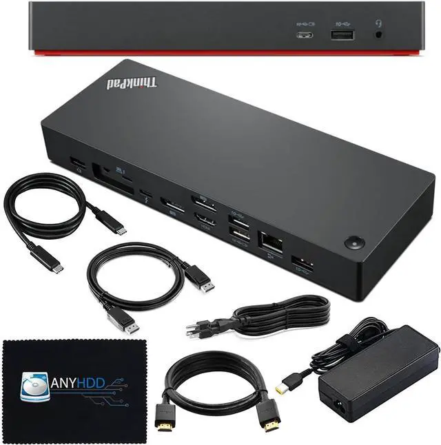 Main image of 40B00135US Lenovo Thinkpad Docking Station USB C - 1 Year Warranty, Supports 4K Display, Thunderbolt 4 Dock with 135W Adapter, HDMI, DisplayPort, Thunderbolt Cables & Cloth - Lenovo Docking Station