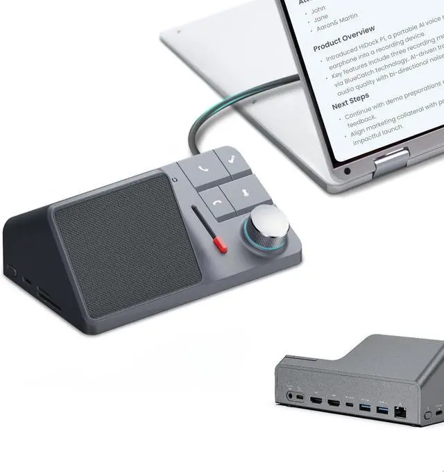 Main image of H1 11-in-1 USB C Docking Station with AI Voice Recorder, Free Transcription & Summarization, Dual HDMI 4K@60Hz, 118W PD, 2.5Gbps Ethernet, 10Gbps Fast Data Transfer, SD/Micro SD 4.0 Card Reader (H1)