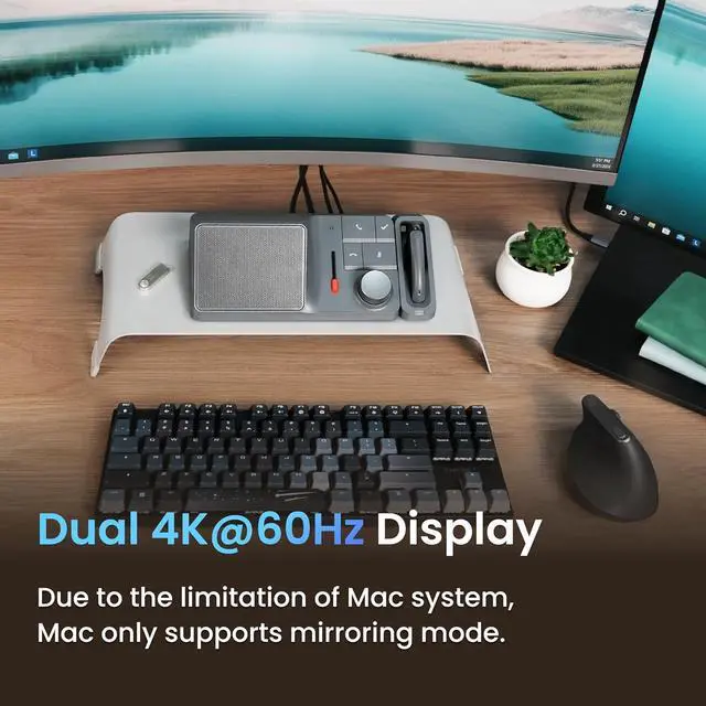 Alt view image 5 of 7 - H1 11-in-1 USB C Docking Station with AI Voice Recorder, Free Transcription & Summarization, Dual HDMI 4K@60Hz, 118W PD, 2.5Gbps Ethernet, 10Gbps Fast Data Transfer, SD/Micro SD 4.0 Card Reader (H1)