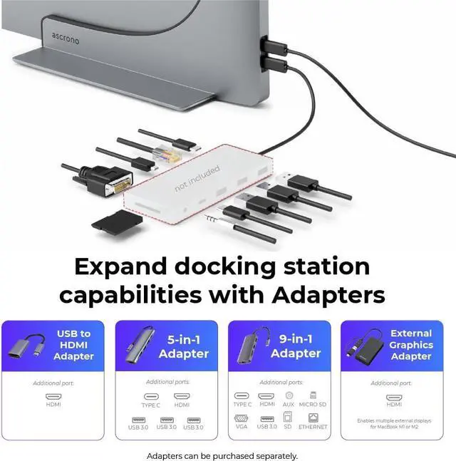 Alt view image 4 of 7 - Dock for 16" Apple MacBook Pro - Docking Station - Connect Dual Displays w/Two Thunderbolt 4 USB-C Ports - Mac Docking Station Hub - Supports MacBook Pro 16 (2021-2024, M1,M2,M3,M4 Pro & Max)