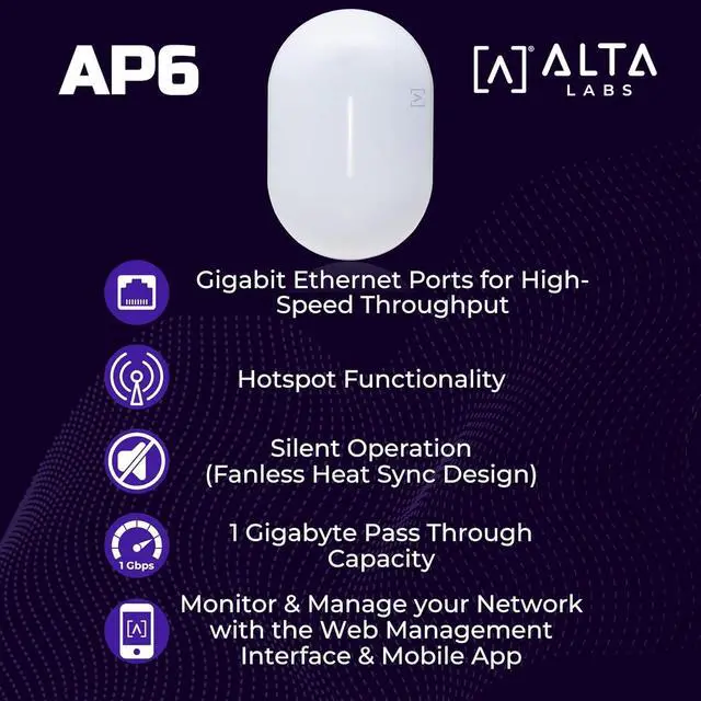 Alt view image 3 of 7 - AP6 WiFi 6 Access Point, Dual Band, High Performance, 3 Gbps, IP54 Rated, POE+, Content Filtering, Seamless Roaming, App Control, Computer Networking Wireless Access Points