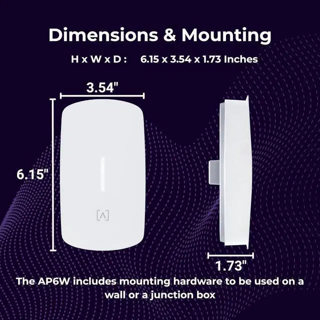 Alt view image 4 of 7 - AP6W Wall Mounted PoE Pass Through WiFi 6 Access Point | Seamless Roaming | 3 Gbps | Dual Band | Content Filtering | IP54 Rated | Real-Time Network Monitoring | WiFi Access Point