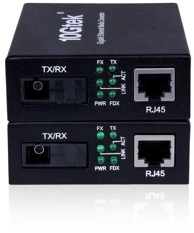 Main image of ipolex A Pair of Gigabit Ethernet Single-Mode SC Fiber Bidi Media Converter, Built-in BiDi SFP B LX Fiber Module, 1310/1550nm, SMF, up to 20KM, SC Fiber to 10/100/1000Base-TX (UTP/STP/Cat5e/Cat6 RJ45)
