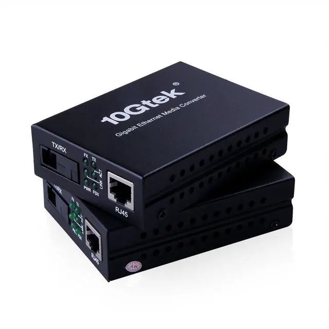 Alt view image 2 of 7 - ipolex A Pair of Gigabit Ethernet Single-Mode SC Fiber Bidi Media Converter, Built-in BiDi SFP B LX Fiber Module, 1310/1550nm, SMF, up to 20KM, SC Fiber to 10/100/1000Base-TX (UTP/STP/Cat5e/Cat6 RJ45)