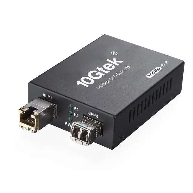 Alt view image 3 of 7 - 10GbE SFP+ Media Converter, Fiber to 10G Copper UTP Ethernet Media Converter, with a 10GBase-T Reach 30 Meters Transceiver and a SFP+ LR Module (10km, SMF, 1310nm)