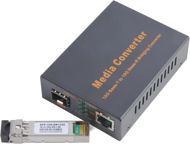 Alt view image 2 of 7 - 10G SFP Media Converter - 1 SFP to 1 RJ45 Transceiver, 10Gbps Fiber Optic Switch with 10KM/20KM/40KM LC SFP Module (1 Pair & LC 10KM Kit)
