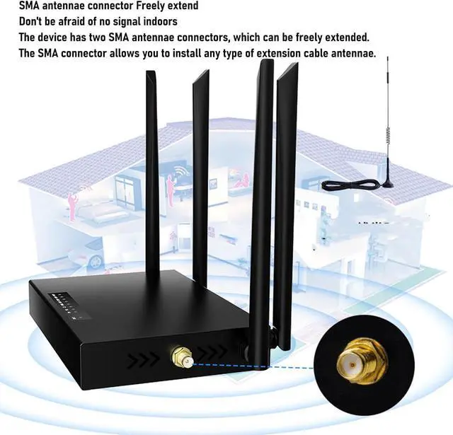 Alt view image 7 of 7 - 4G LTE Wireless Router Unlocked for B2/B4/B5/B12/B17, 300Mbps Mobile Hotspot with Antenna