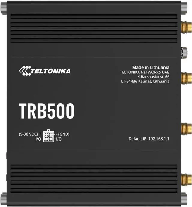 Main image of Teltonika TRB500000000 Model TRB500 Industrial 5G Gateway; Speeds of up to 1 Gbps; Auto APN; 2x Inputs/Outputs; For use in Europe, Middle East, Africa, Oceania, Brazil; Not for use in USA
