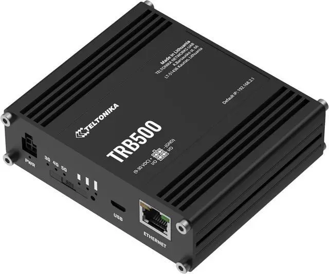 Alt view image 2 of 6 - Teltonika TRB500000000 Model TRB500 Industrial 5G Gateway; Speeds of up to 1 Gbps; Auto APN; 2x Inputs/Outputs; For use in Europe, Middle East, Africa, Oceania, Brazil; Not for use in USA