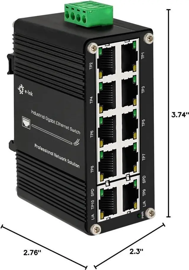 Alt view image 7 of 7 - Mini Industrial Switch 10 Ports Gigabit Switch Hardened 10 Port RJ45 10/100/1000Mbps Ethernet Switch Din Rail Mount Outdoor Ethernet Switch, Unmanaged Network Switch (-40 to 176°F) with 12-48V DC