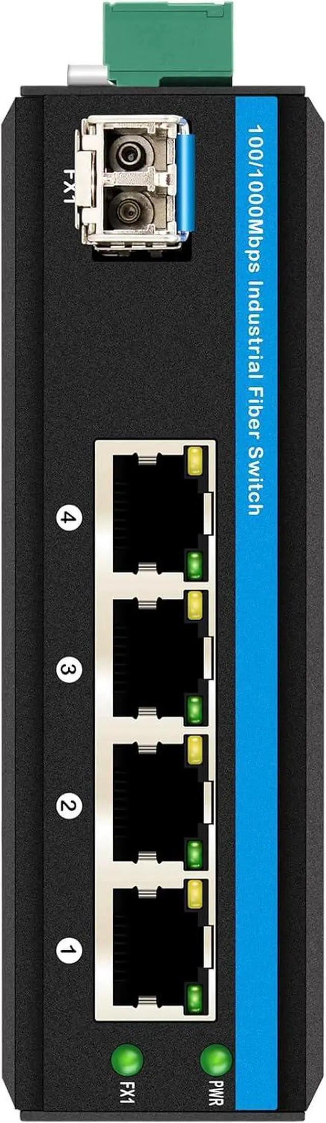 Alt view image 2 of 6 - Industrial 4Ports Gigabit SFP Fiber Switch Din Rail Mounted with One SFP Transceiver 1.25G Dual Fiber SM up to 20km for Outdoor Use