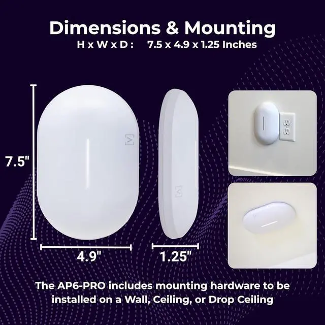 Alt view image 6 of 7 - AP6-PRO WiFi 6 Access Point | High Performance 6.3Gbps Wireless Access Point | Seamless Roaming, PoE+, 4096 QAM | IP54 Rated WiFi Access Point | 4x4 MU-MIMO Antennas for Extended Range