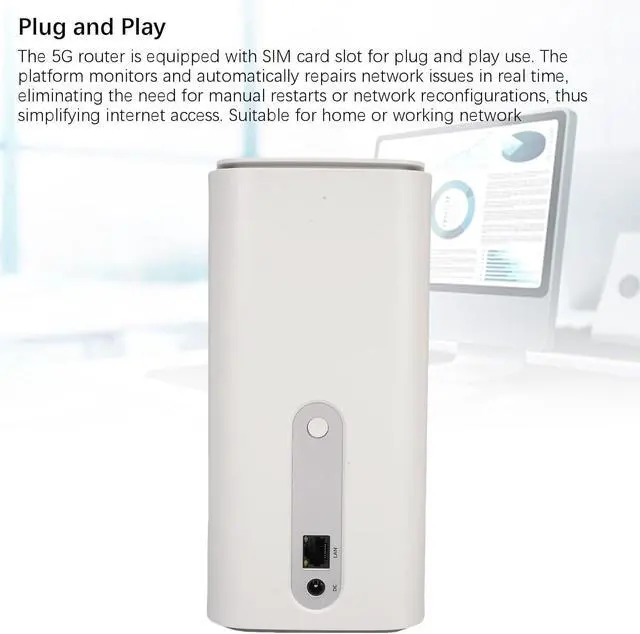 Alt view image 4 of 7 - 5G CPE Router with SIM Card Slot, 4.67Gbps High Speed Dual Band WiFi 6 Router for Home Indoor, Support for NSA SA (US Plug)