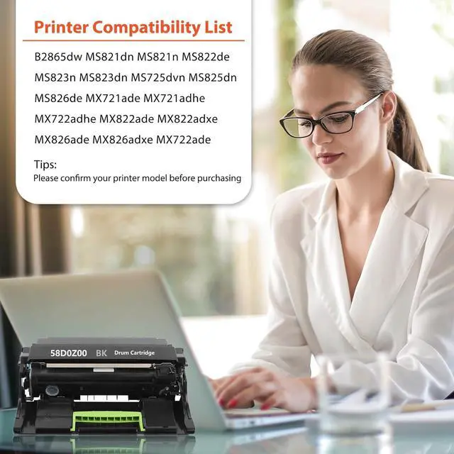 Alt view image 2 of 4 - 58D0Z00 Imaging Unit Compatible for Lexmark 58D0Z00 Drum Unit Replacement for B2865dw MS725dvn MS821dn MS821n MS823dn MS825dn MS826de MX721ade MX722ade MX822ade MX826ade MX826adxe Printer