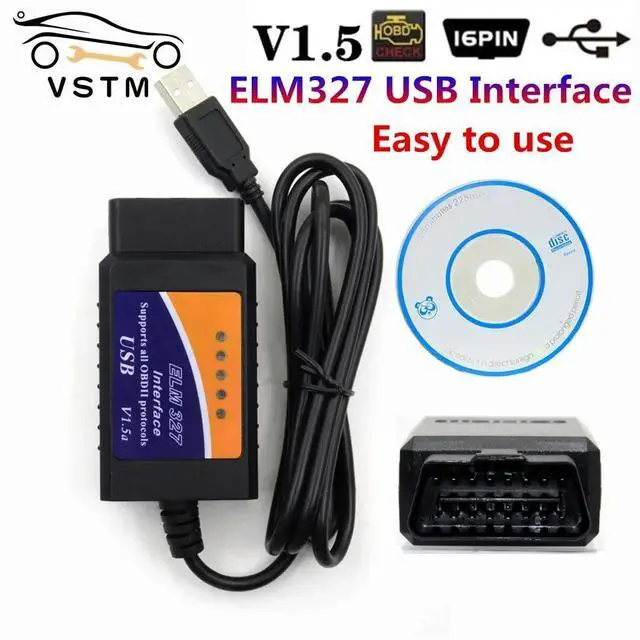 Main image of FOR ELM327 USB V1.5 OBD2 Automotive ELM 327 USB OBD II Auto Car Diagnostic Tool For Window Multi-Language Read Error