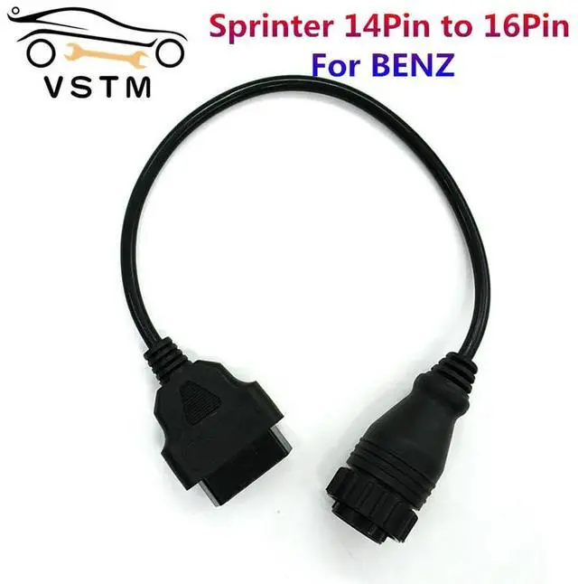 Main image of FOR For 14Pin To OBD2 16Pin Cable Car Diagnostic Connector Sprinter For 14Pin To 16Pin OBD OBDII Adapter