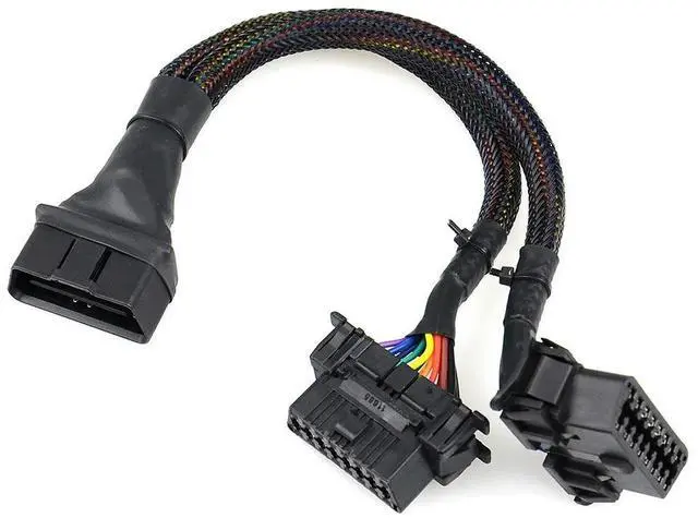 Main image of FOR OBD2 Male to Dual Female Elbow Extension Cable with 16pins Available to Connected 1 IN 2 Converted OBD 2 Extender Adapter