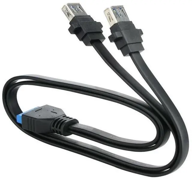 Main image of FOR Dual Ports USB 3.0 Female Screw Panel Mount To Motherboard 20 Pin Header Flat Cable Cord