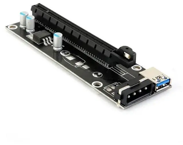 Main image of FOR PCIe PCI-E PCI Express Riser Card 1x to 16x USB 3.0 Data Cable SATA to 4Pin IDE Molex Power Supply for