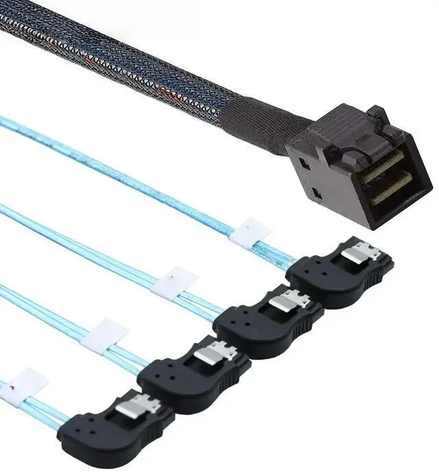 Main image of FOR PC Hardware Cables & Adapters, MINI SAS HD SFF-8643 to 4 Port SATA Left-angle Connection Cable for Server