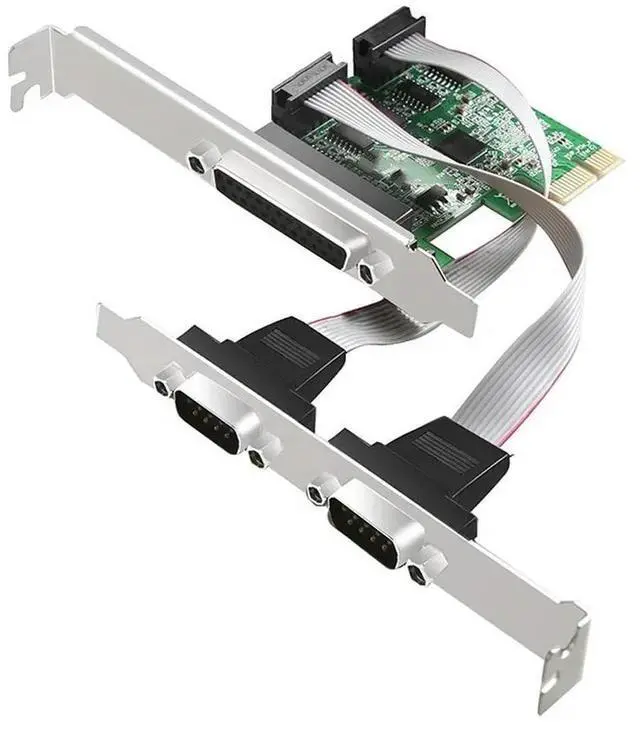 Main image of FOR 2 PORTS RS-232 Serial Port COM & DB25 Printer Parallel Port LPT to PCI-E PCI Express Card Adapter Converter asix ax99100