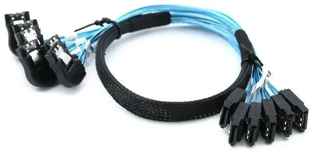 Main image of FOR SAS4.0 6 SATA to 6 SATA 7Pin Female Right Angle SSD Solid State Drive Data Cable