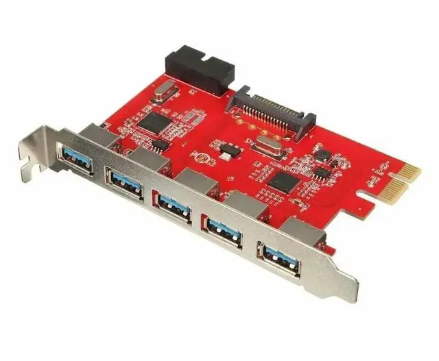 Main image of FOR PCIE TO USB 3.0 5 Port USB3.0 HUB To PCI-E Express Card Adapter 20pin 15pin SATA for XP WIN 7 8 10