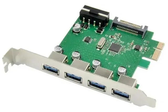 Main image of FOR PCI-E To 4 Ports USB 3.0 Converter card 4 Ports USB3.0 adapter Card VL805 Chipset sata 4pin power supply