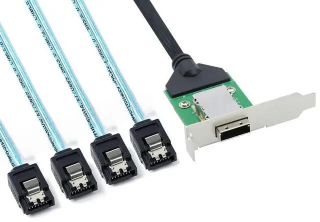 Main image of FOR Mini SAS SFF-8088 HD 26Pin Female to 180 Degree 4-Port SATA High Speed Server Cable