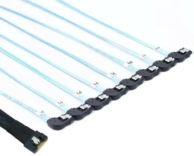 Main image of FOR Premium 4.0 SFF-8654 8i to 8-port SATA Left Angled Hard Disk Adapter Cable
