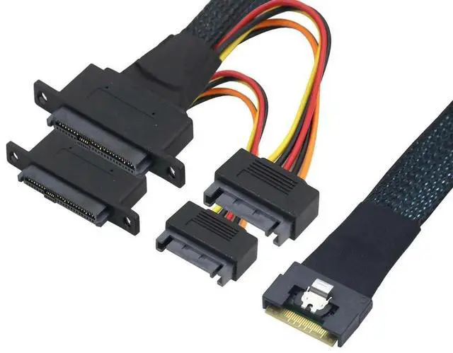 Main image of FOR PCIe 4.0 SlimSAS 8x SFF-8654 8i to SFF-8639 U.2 Adapter Cable, with Anti-Misinsertion & Screw Holes for Server Storage