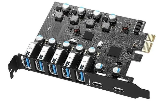 Main image of FOR PCIE to 5 ports USB3.0 converter dual ports USB3.1 Type-c PCI Express Expansion Card Internal USB 3.0 for Fl1100