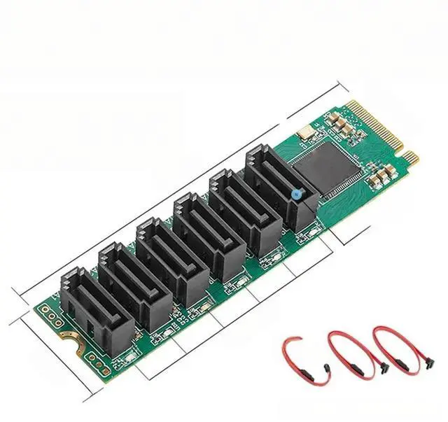 Main image of FOR M.2 (PCIe 3.0) to 6 Ports SATA III 6G SSD Adapter with 3 SATAIII Cable PCIe Gen3x2 Non- 1166 Chip