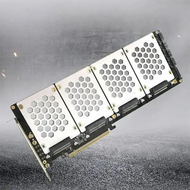 Main image of FOR 4 Port U.2 NVME SSD Adapter Card Motherboard Support PCIe X4x4x4x4 Bifurcation U.2 PCIe Adapter for PC