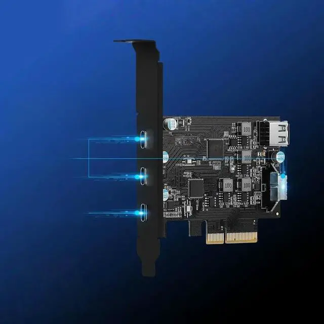 Main image of FOR High Speed 20Gbps PCIE X4 To 3 USB 3.2 TYPE-C With Internal USB2.0+TYPE-E Expansion Card