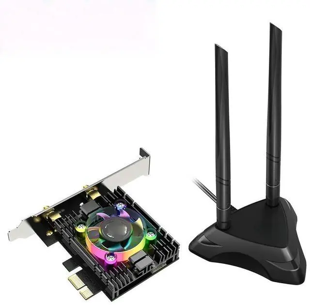 Main image of FOR 3000Mbps WiFi 6 Card Adapter 5.1 Dual Band 2.4G/5G With Heatsink & RGB Fan And Antenna Base AX200 Chipset