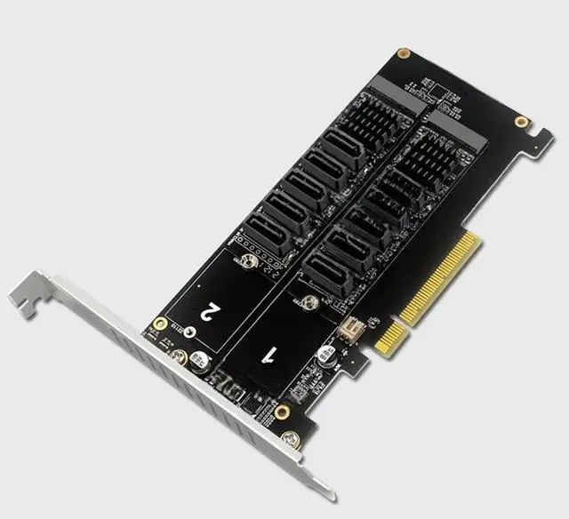 Main image of FOR PCI-E sata Expansion Card Dual NVME PCI-E X8 Split Card to SATA 10-Port Adapter Pcie Card JMB585 Chipset