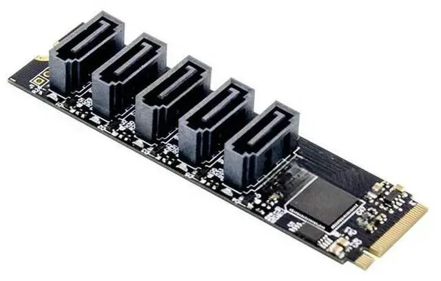 Main image of FOR PCIe X2 M.2 Key M to 5-Port SATA 3.0 adapter Card NGFF NVME M.2 m Key to sata3.0 Converter Card JMB585 chipset 6Gbps SATA3