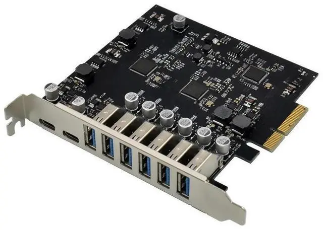Main image of FOR PCI-E 4X 8 Port usb 3.0 expansion card PCIe ASM3142 chip 6A2C USB3.1 10Gbps adapter 6 port type A and 2 port type C usb3.1