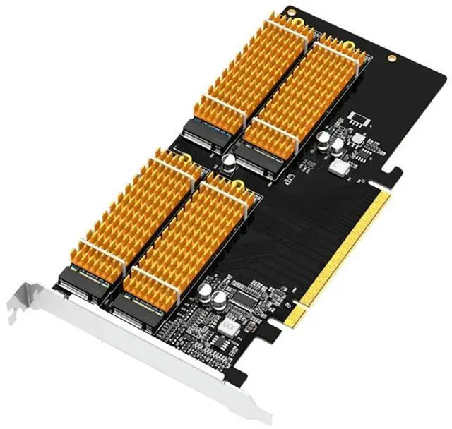 Main image of FOR KCSSD10 PCIE X16 Adapter Card M.2 NVMe Protocol 4 port MKEY SSD Solid-State Drive Array Cooling Adapter Card
