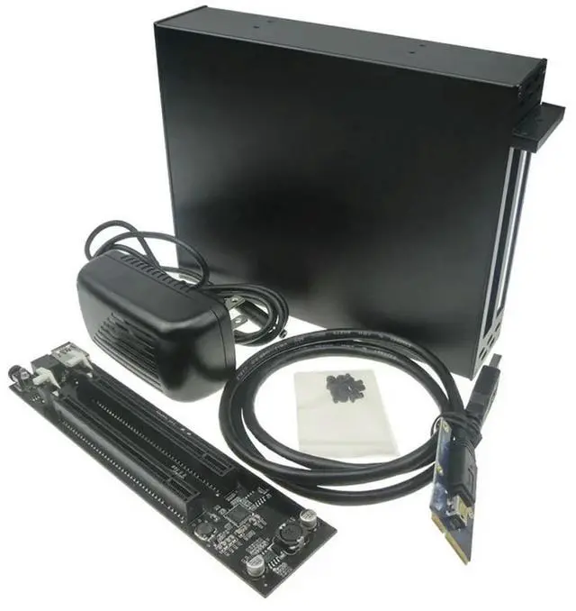 Main image of FOR Mini PCIe to Dual PCIE 2 Ports 16x pci-e Bus Slot Adapter with case enclosure