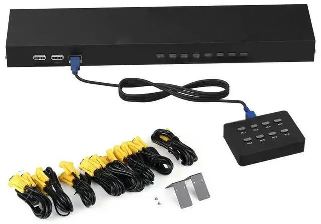 Main image of FOR 8 Port Smart KVM Switch Manual Key Press VGA USB Wired Remote Extension Switcher 1U Console with Original Cable 801UK-L
