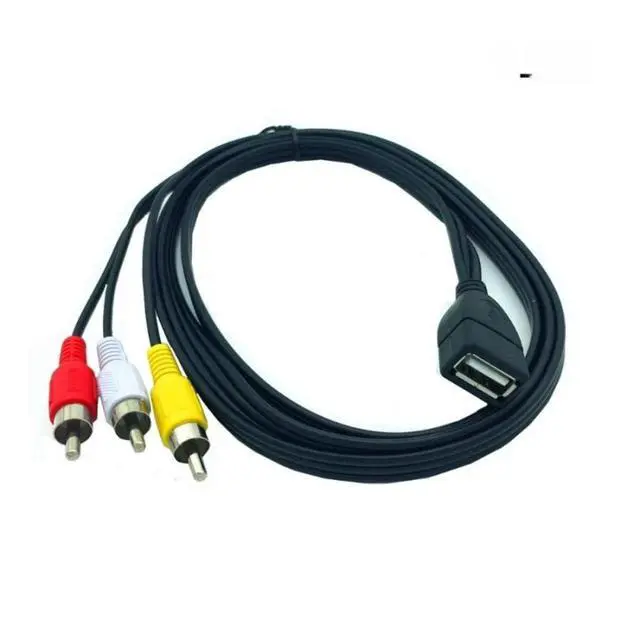 Alt view image 2 of 2 - FOR USB A Female to 3RCA RGB Male Video Composite Adapter Converter Cable Cord Component 3RCA Cable