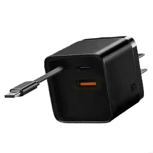 Alt view image 2 of 2 - FOR 3 in 1 80W Fast Charging Adapter With Retractable USB C Cable PD80W For Multiple Devices